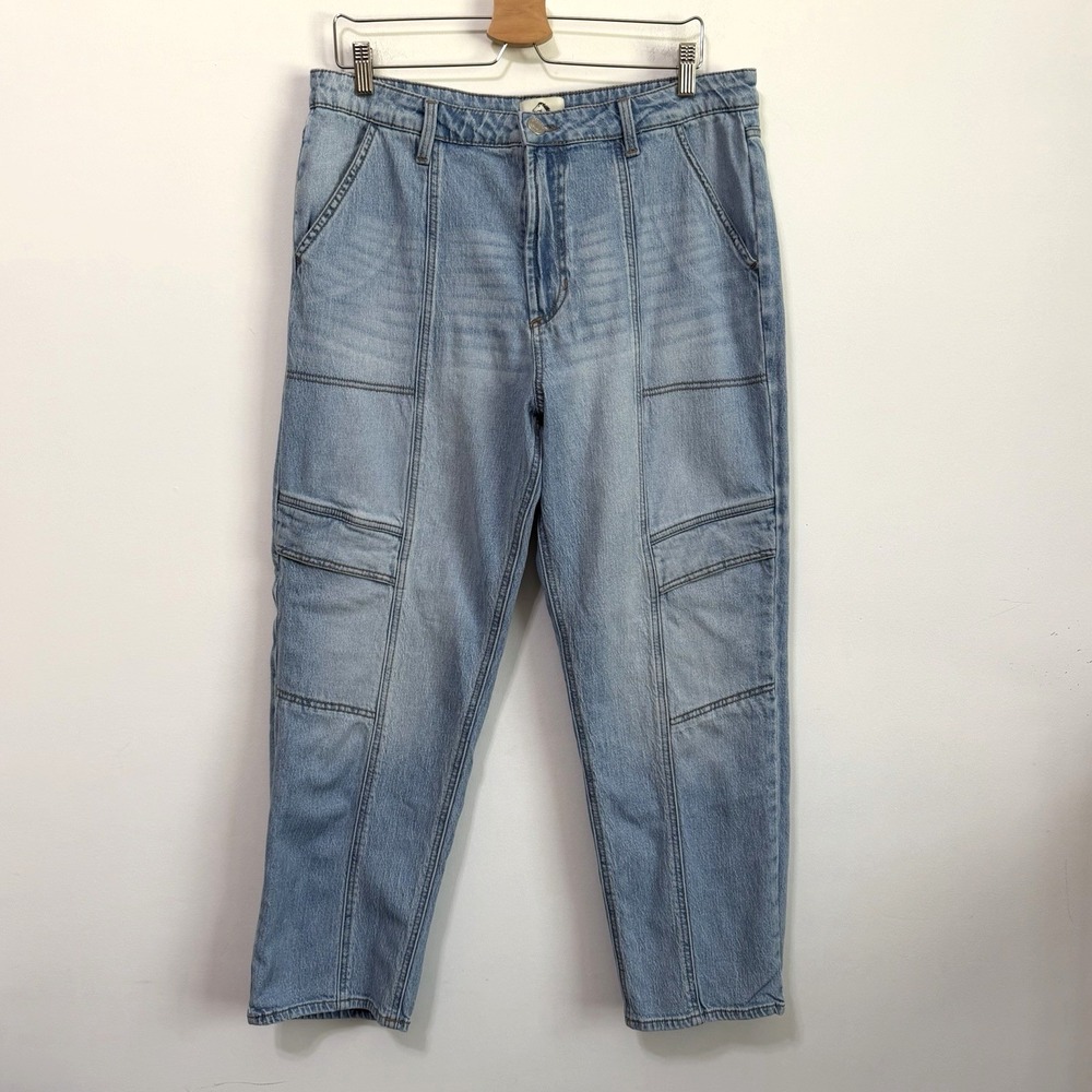 Jordache Womens Jeans 14 Vintage Cargo Pockets 34x27 Ankle Retro High Rise Blue